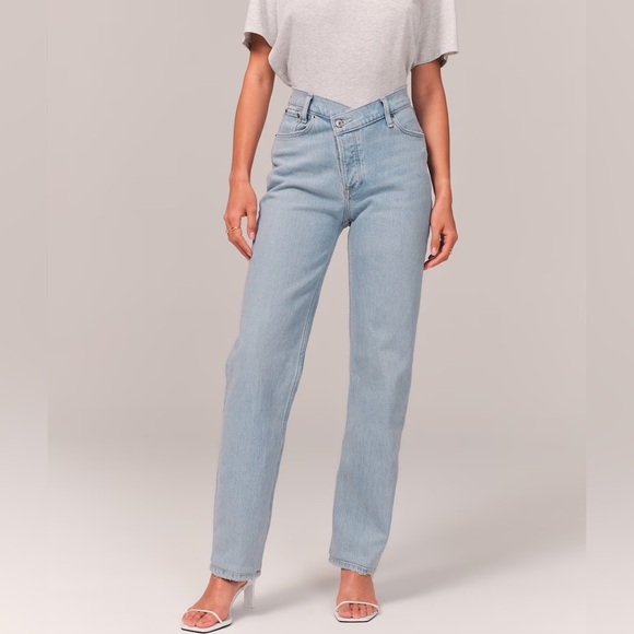 Abercrombie & Fitch Denim - Classic Light Blue Women's Jeans Curve Love Ultra High Rise Ankle Straight Jean